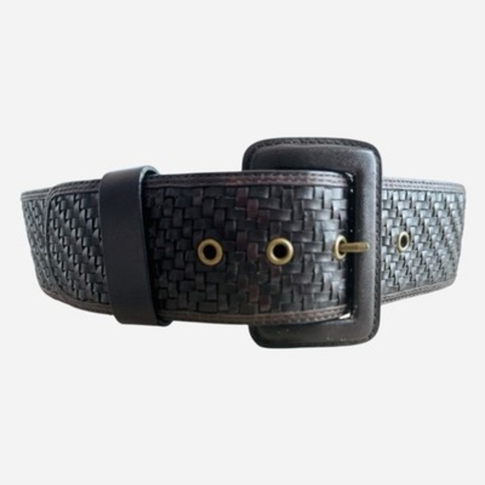 Banana Republic Brown Woven Genuine Leather Belt Size M 2.25" Very Good